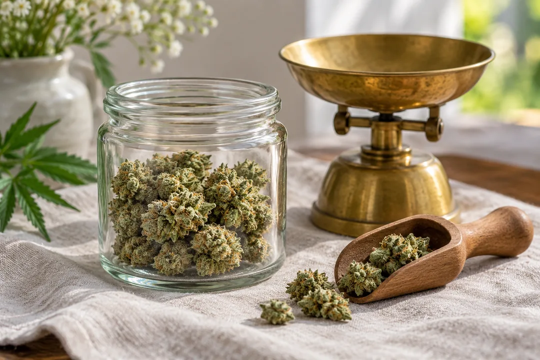 Gros plan macro des trichomes blancs qui recouvrent une fleur de chanvre
